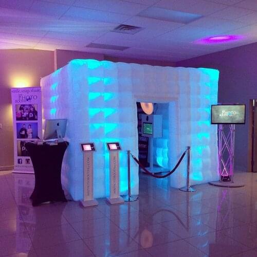 Stager booth Inflatable Portable Photo Booth Enclosure with 16 Colors LED Changing Lights Inner Air Blower for Weddings Parties