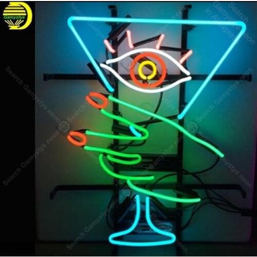 Neon Sign for COCKTAIL EYE Neon Bulbs sign Cup Lamps handcraft real Glass tubes Decorate Beer Bar Wall Room signs Custom made