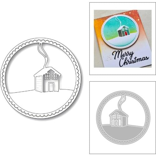 2020 New Round Frame Edge Embossing Background House Metal Cutting Dies For DIY Scrapbooking Greeting Card Paper Making No Stamp