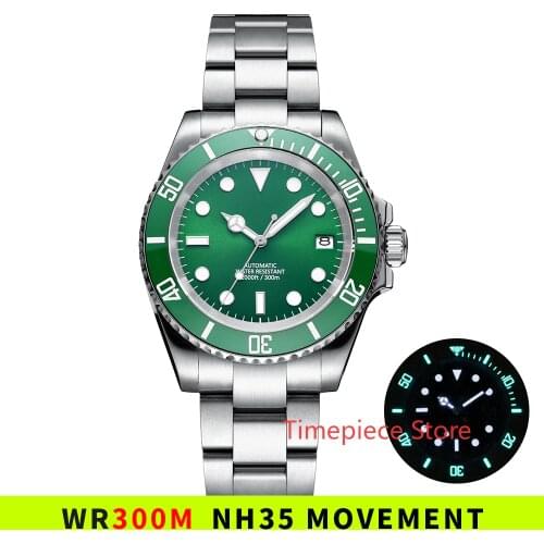 NEW ARRIVAL 300M Tested WR 40mm Mens Green Diver Watch SUB Homage Automatic nh35 Movement Sapphire Glass Blue Lume