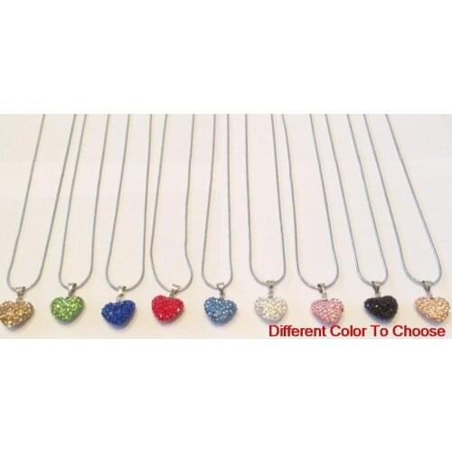 New arrival christmas gift mixed rhinestone heart Silver Plated snake chain crystal Necklace