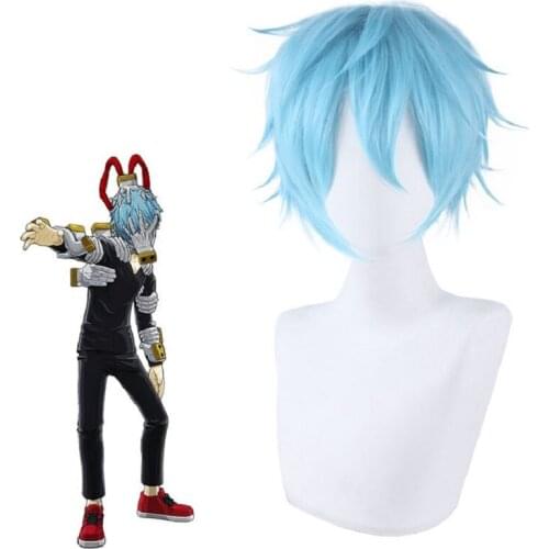 My Hero Academia Shigaraki Tomura Wig Cosplay Costume Boku no Hiro Akademia 35cm Short sky blue Synthetic Hair Halloween Wigs