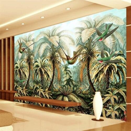 Personalized Customization Southeast Asian Primary Forest 3D Wall Mural Wallpaper Restaurant Clubs KTV Bar Modern 3D Wallpaper