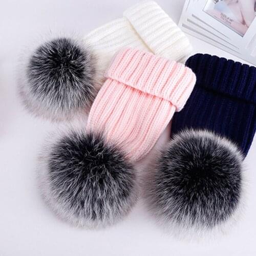 1PC 8Cm DIY Fur Pompom Mink Poms Colors Soft Mink Pompo Imitated Fox Plush Handmade Large Ball Hat With Rubber Band Hats Supplie