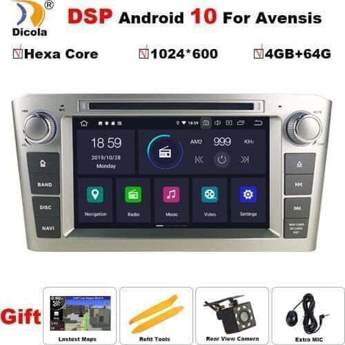 PX6 Android 10 4G+64G IPS Screen DSP Car DVD Player For Toyota Avensis T25 2003-2008 Stereo GPS Navi Multimedia Radio Head Unit