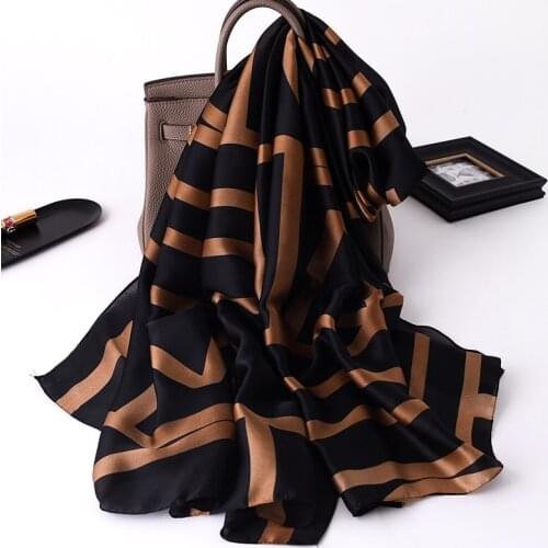 Luxury Brand 180*90cm Classic Summer Women Silk Scarves Beach Female Shawl Foulard Cover-Ups Lady Wrap Bandanna Muffler bandanna