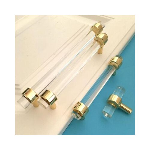 Smoky Gray Acrylic Drawer Knobs Pull Handles Dresser Pulls Bathroom Cabinet gold Door Handle Gray transparent Acrylic T Bar