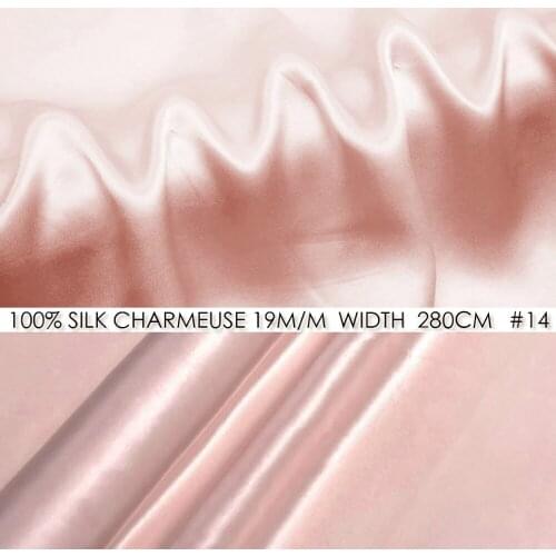 CISULI 100% SILK CHARMEUSE SATIN Fabric 19momme 280cm Plus Wide Pure Silk Bedsheet and Pillow Material Pink 14