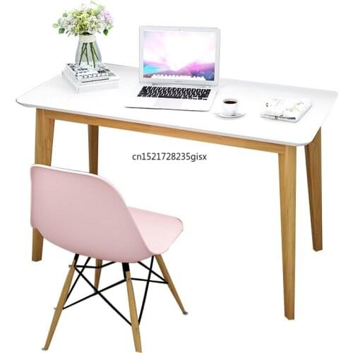 Computer Desktop Students Household Solid Wooden Desktop Dining Table Simple Modern Girls'office Bedroom Writing Table