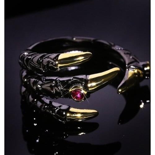Retro Punk Opening Resizable Dragon Claw Rings Steampunk Hip Hop Personality Finger Rings Men Women Halloween Jewelry