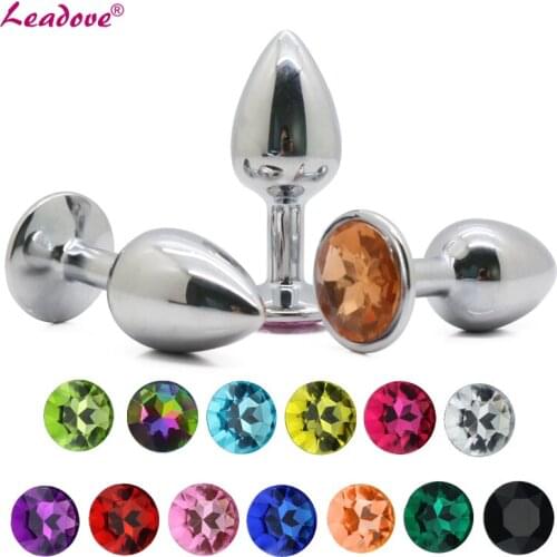 Small Size Vaginal Erotic Massager Anal Beads Crystal Jewelry Butt Plug Stimulator Sex Toys Stainless Steel Anal Plug GS0021