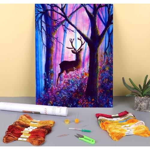 Natural Scenery Distraction Printed 11CT Cross-Stitch Embroidery Full Kit DMC Threads Needlework Handiwork Knitting Stamped