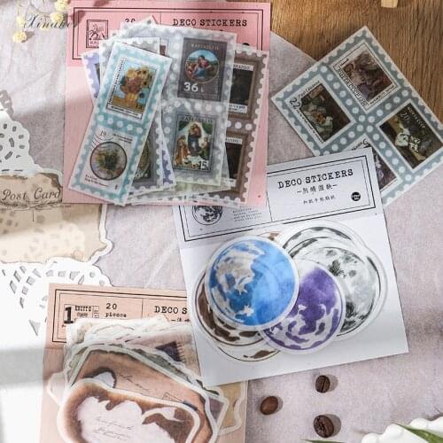 XINAHER 20pcs/bag Vintage Letter moon stamp paper sticker package DIY diary decoration sticker album scrapbooking