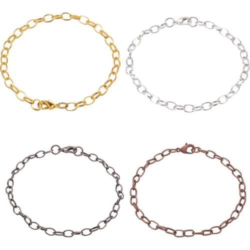 10pcs Iron Cable Chain Bracelet Making with Lobster Claw Clasps 205mm Clasp: 12x7x3mm Link: 7x4.5x1mm