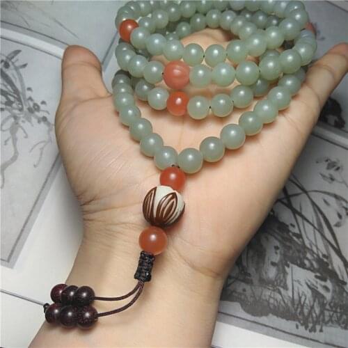 Genunine jasper green jade bracelet for women jadeite 8mm108 beads lotus bracelets women bracelet natural jade stone jade bangle