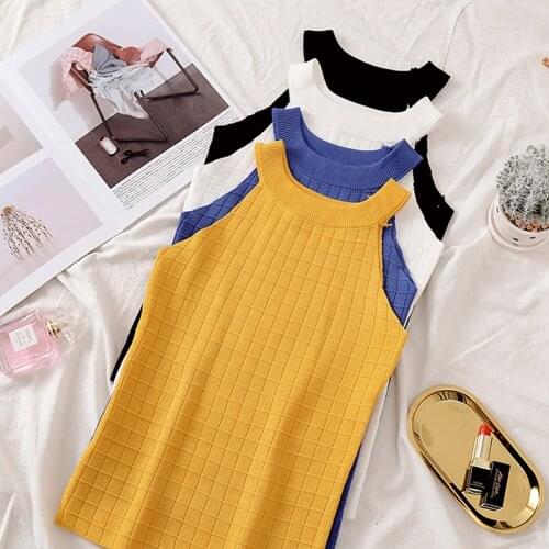 HELIAR Tops Women Knitted 2020 Summer Crop Tops Solid Crop ole Ladies Strapless Round Tops For Women