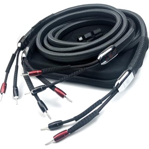 1Pair WEL Signature HiFi Audio Speaker Cable with Carbon Fiber 72V DBS Silver Spade or Banana Plug Biwire Version