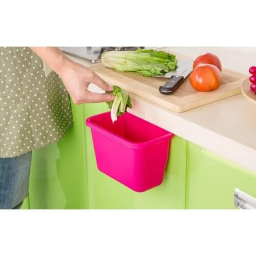 1PC Hanging Standing Kitchen Waste Bin Hanged Cupboard Door PP Simple Garbage Bin Dustbin Scrap Storage Box Waste Bins OK 0176