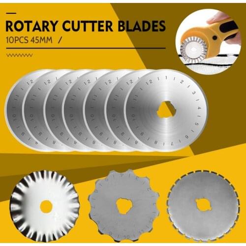 10PCS 45mm Rotary Cutter Set Blades Fabric Circular Quilting Cutting Patchwork Leathercraft Sewing Tool Quilter Leather Cutter