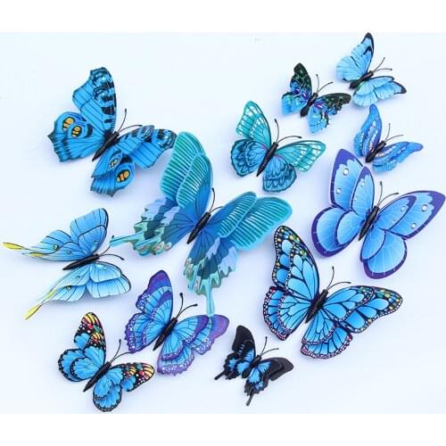 12PCS/Lot PVC Artificial Colourful Butterfly Decorative Stakes Wind Spinners Garden Decorations Simulation Butterfly