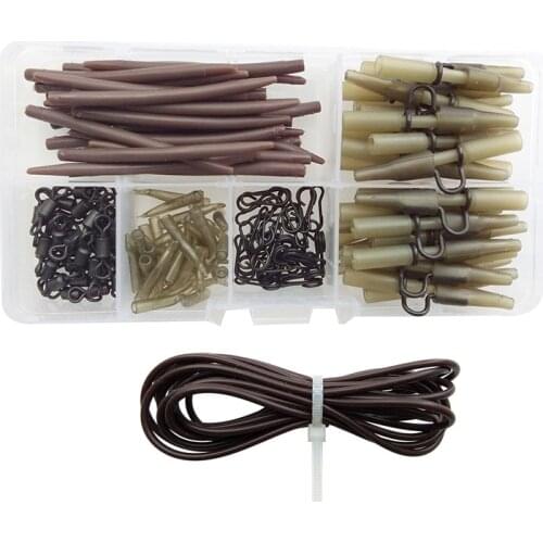 151pcs Carp Fishing Accessories Tackles Anti Tangle Sleeves Silicone Rig Tube Lead Clips Carp Hook Sleeves Set With Box
