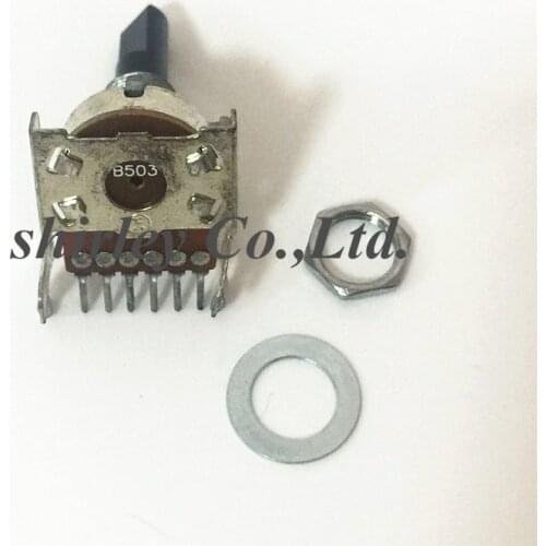 161 type B503 double B50K audio amplifier amp volume potentiometer switch 6P 6pin single-row 6-leg semi-shank 25MM