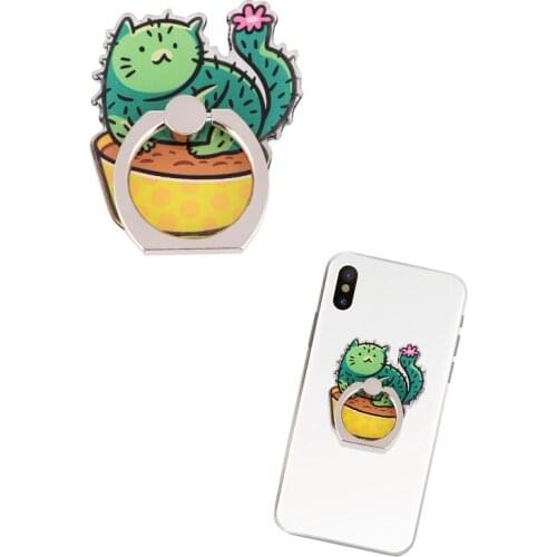 20pcs/lot BH1648 Cartoon Cute Cactus cat Universal Fashion Mobile Phone Ring Stand Ring Buckle Bracket Phone Accessories