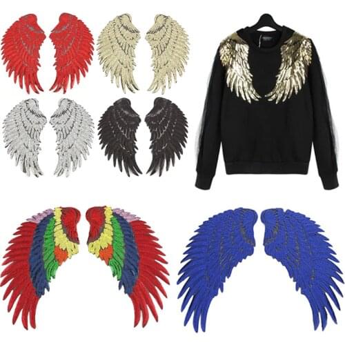 3D Large Sequins Wing Patch for Clothing Applique Jeans DIY Accessories Cute Sew on Feather Patches Supplies
