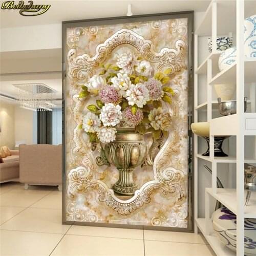 Beibehang Custom Photo 3D Wallpaper Stereo concave-convex European style marble painting vase embossed mystery TV background