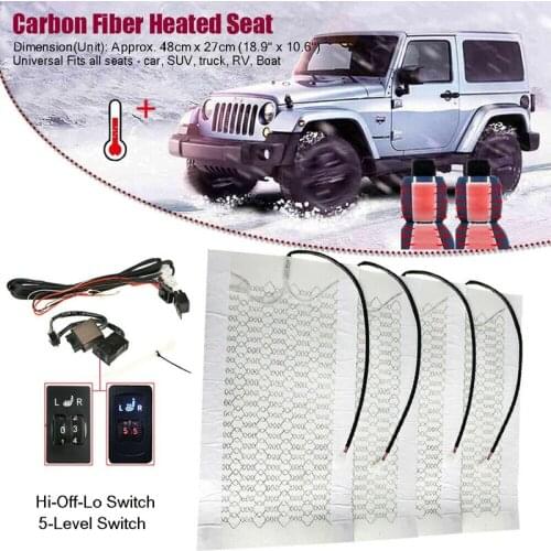 4PCS Universal Car Seat Heater 12V Heated Seat Heating Pads with 2 Dial 5 Level Switch Winter Warmer Seat Covers