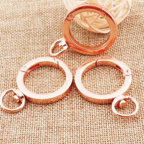 8 pcs Rose Gold Spring Rings Swivel Buckles Clasp Snap Screw Webbing Purse Bag Handbag 25mm Gate Ring hardware diy supply 1"