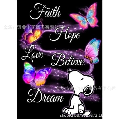 DIY Diamond Embroidery Butterfly Text 5D Diamond Painting Set Art Full Round Diamond Mosaic Crafts Hoem Decor Love Gift