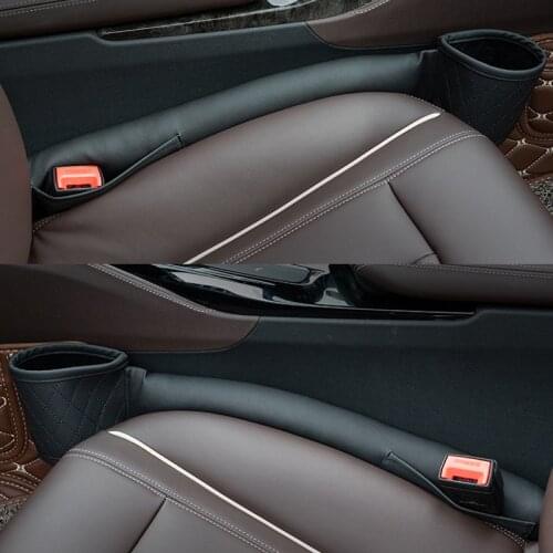 Car Seat Organizer Cup Holder Storage Box Seat Gap Filler Pad Pu Leather Pocket Seat Crevice Catcher Stopper For Phone Keys Coin