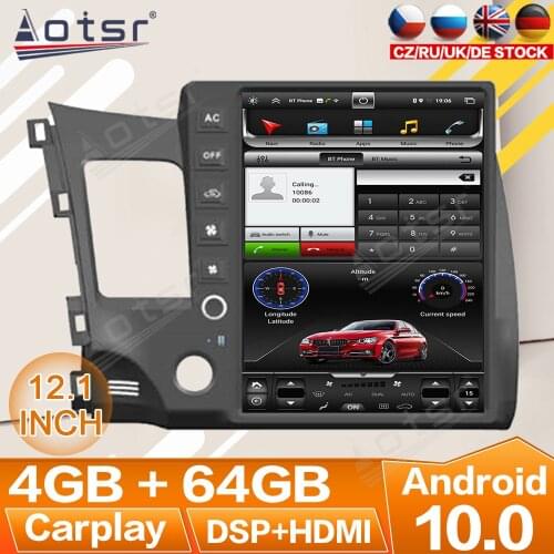 12.1INCH Android 10 Car Radio Stereo Autoradio Central Multimedia Player For Honda Civic 2008 2009-2011 GPS Navi Tesla Head Unit