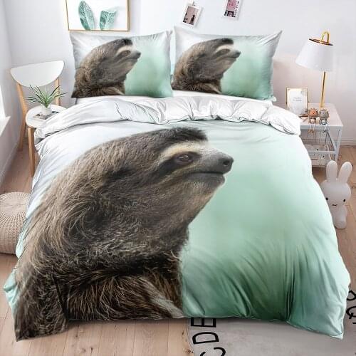 3D Animal White Comforter Covers Bedclothes Pillow Shames Twin King Queen Double Single Size Custom Design Sloth Bedding Sets
