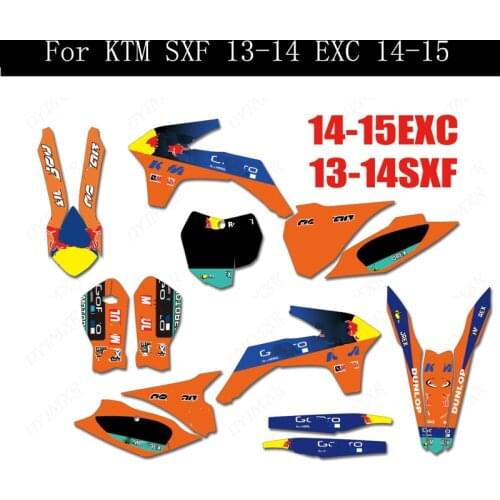 Free Customized Graphics Stickers Kits Background Decals For KTM 125 250 300 350 450 500 SXF SX 2013-2014 EXC EXCF 2014 2015