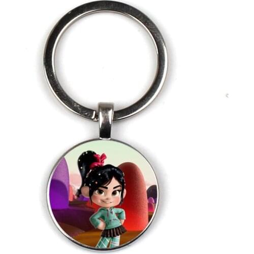 Wreck-It Ralph Invincible Destruction King Keychain Vanellope Von Schweetz 3D Cartoon Printed Glass Convex Key Chain