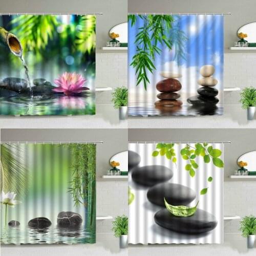 Buddhism leaf theme Bathroom For bathroom Shower curtain Bath mat Curtains in the bathroom curtains in the bathroom Curtains