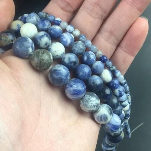 Dull Polish Matte Old Blue Sodalite Stone Beads Natural Beads For Jewelry Making DIY Bracelet Accessories 15inches 4/6/8/10mm