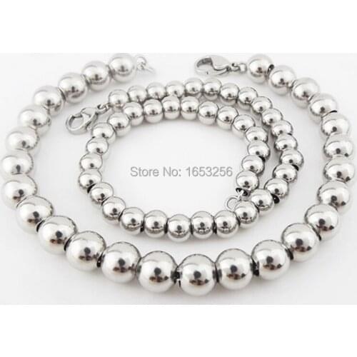 20''-40'' 316L Stainless Steel Solid Round Ball Link Chains Necklaces High Polished Jewelry Huge 8mm wide