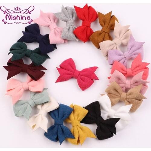 Nishine 6.5 CM Fashion Handmade Dovetail Bows Childrens Hairpins Candy Color Bowknot Hair Clips Baby Headwear Birthday Gifts