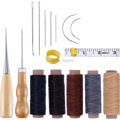 DHL 50set Leather Craft Hand Stitching Tools, 16Pcs Leather Repair kit Sewing Needles Hand Gift Home Handwork Accessories