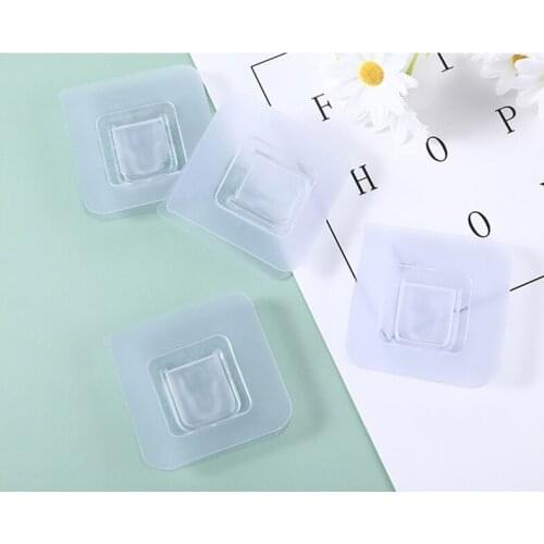 Double-Sided Adhesive Wall Hooks Hanger Strong Transparent Hooks Suction Cup Sucker Wall Storage Holder For Kitchen Bathroo