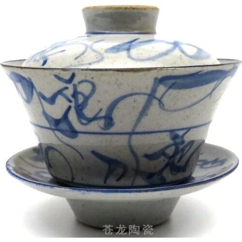 Cultural Revolution porcelain, Jingdezhen old kiln factory, hand-painted, knife shaped, covered bowl, Sancai bowl