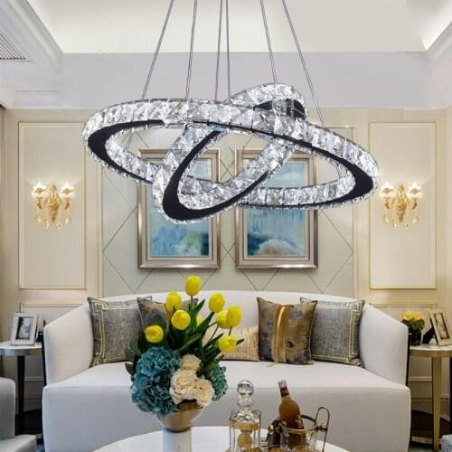2 Rings Crystal Light Luxury Led Crystal Chandelier Hanglamp Lustre Modern Chandelier Lighting Crystal Lights for Living Room