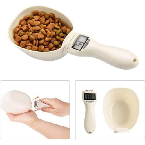 Pet Food Measuring Scoop with Digital LCD Display Weighting Spoon Cats Dog Supply Drink Feeder Portable Kitchen Tool Scale Cup