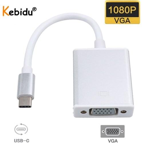 USB Type C to VGA Adapter Cable Male to Female Converter for Macbook Air 12 PC Computer Laptop HDTV Monitor Projector