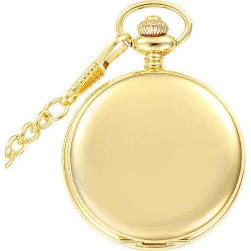 37.5cm Chain Gold Bronze Polishing Pocket Watch Quartz Movement Clock Necklace Pocket & Fob Watch Pendant Sweater Chain Women