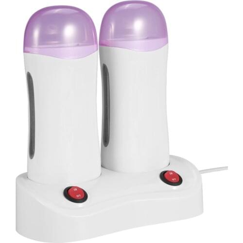 Electric Double Wax Heater Epilator Cartridge Wax Roller Base Roll On Waxing Refillable Hair Removal Machine Depilatory 2 in 1