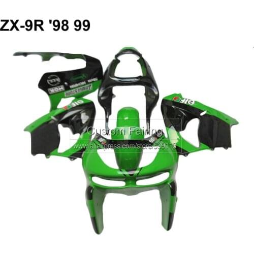 ABS Motorcycle parts for Kawasaki ZX9R zx 9r 1998 1999 Ninja 99 98 green black fairing kit CV09